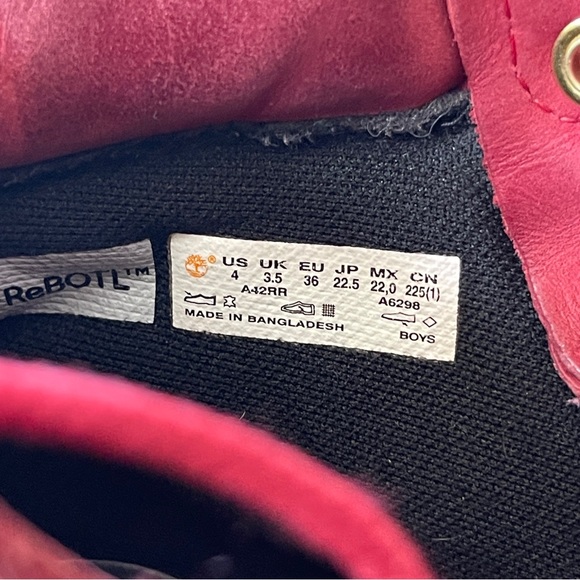 Red Timberland Rebolt Suede Leather Boots Size 4 - Picture 2 of 8